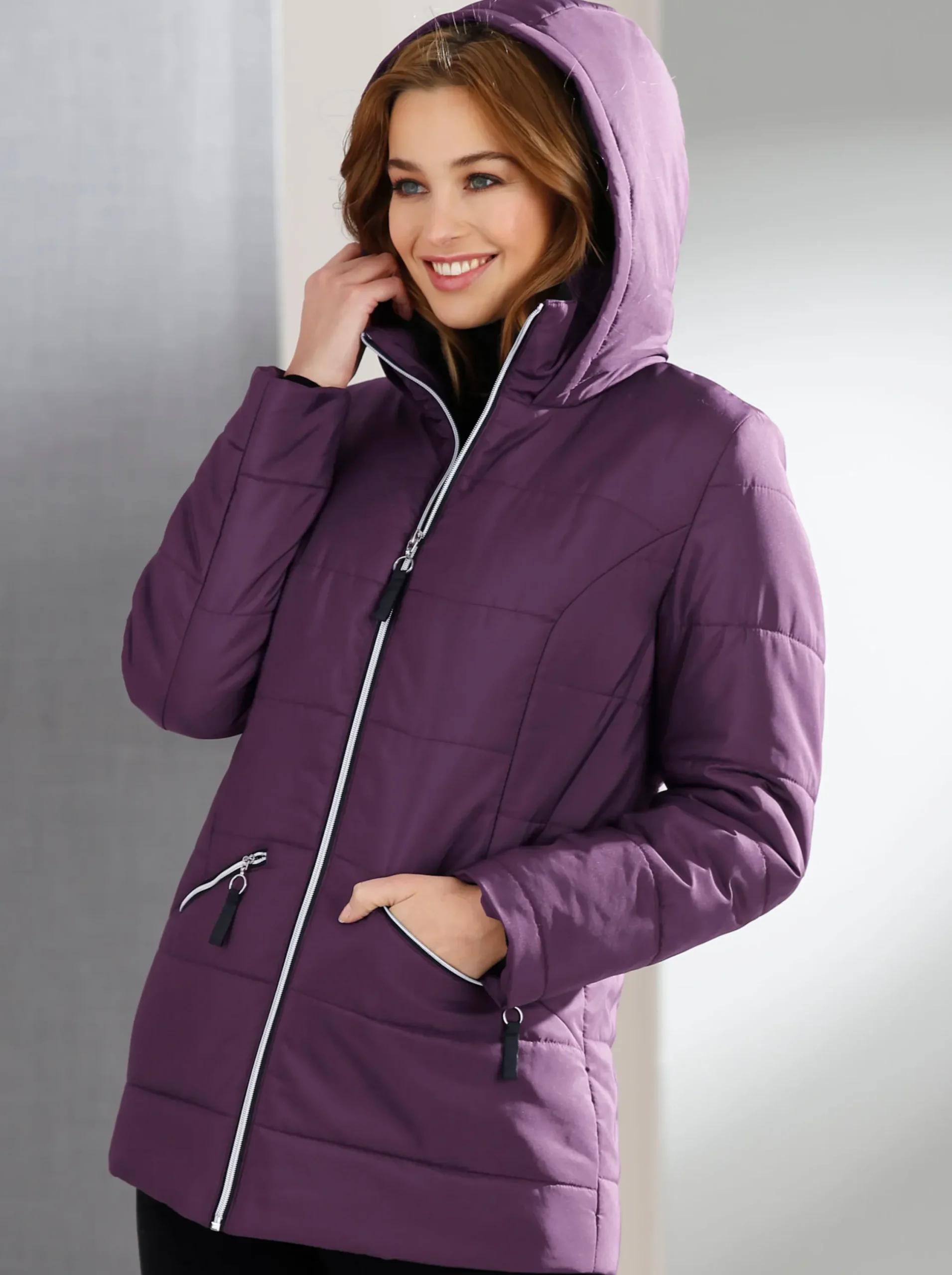 Jacken| Steppjacke mit Wattierung, wärmend aubergine