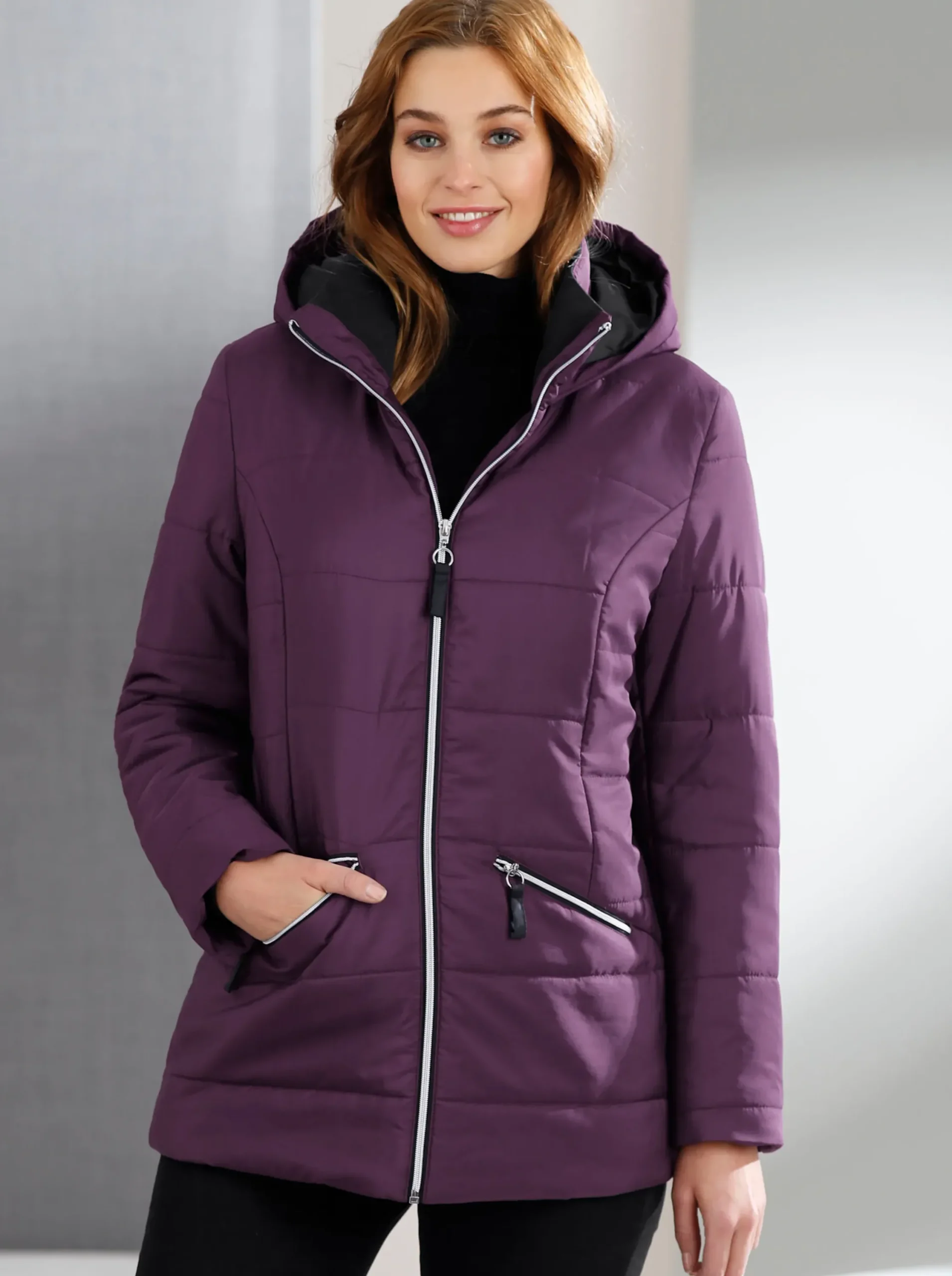 Jacken| Steppjacke mit Wattierung, wärmend aubergine