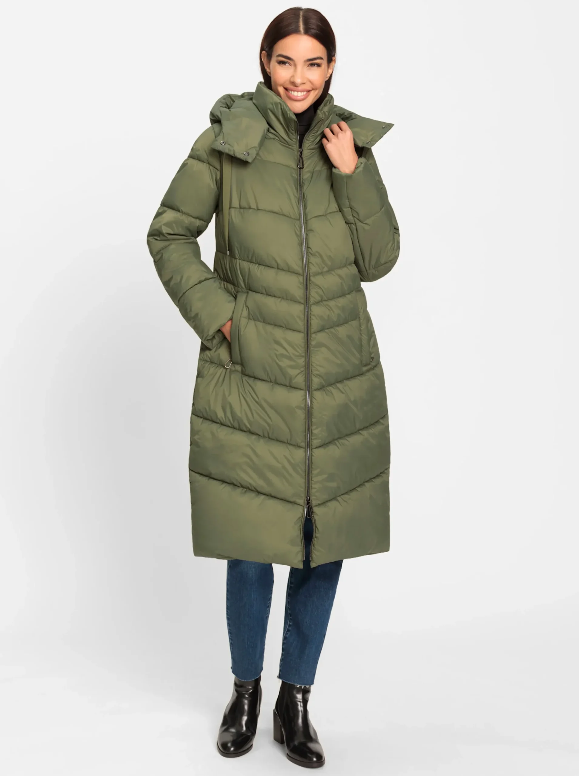 Mäntel|heine Steppmantel abnehmbare Kapuze khaki