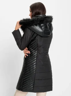 Mäntel|heine Steppmantel mit Leder- und Pelz-Imitat schwarz