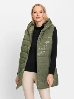 Jacken|heine Steppweste mit Glanzdruck khaki