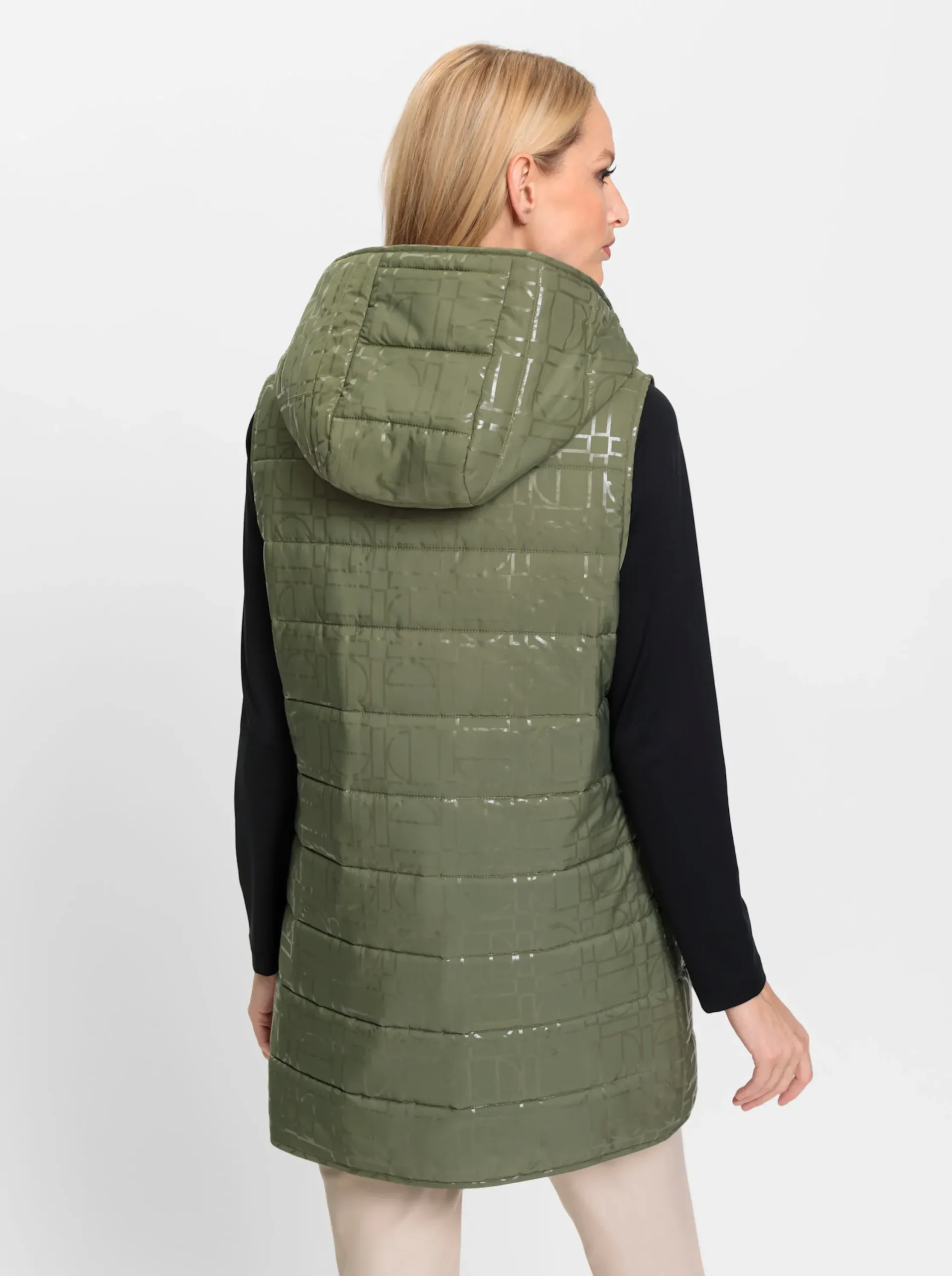 Jacken|heine Steppweste mit Glanzdruck khaki