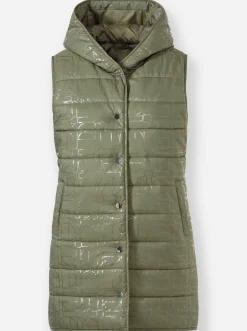 Jacken|heine Steppweste mit Glanzdruck khaki