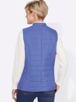 Jacken| Steppweste mit Reißverschluss-Taschen jeansblau