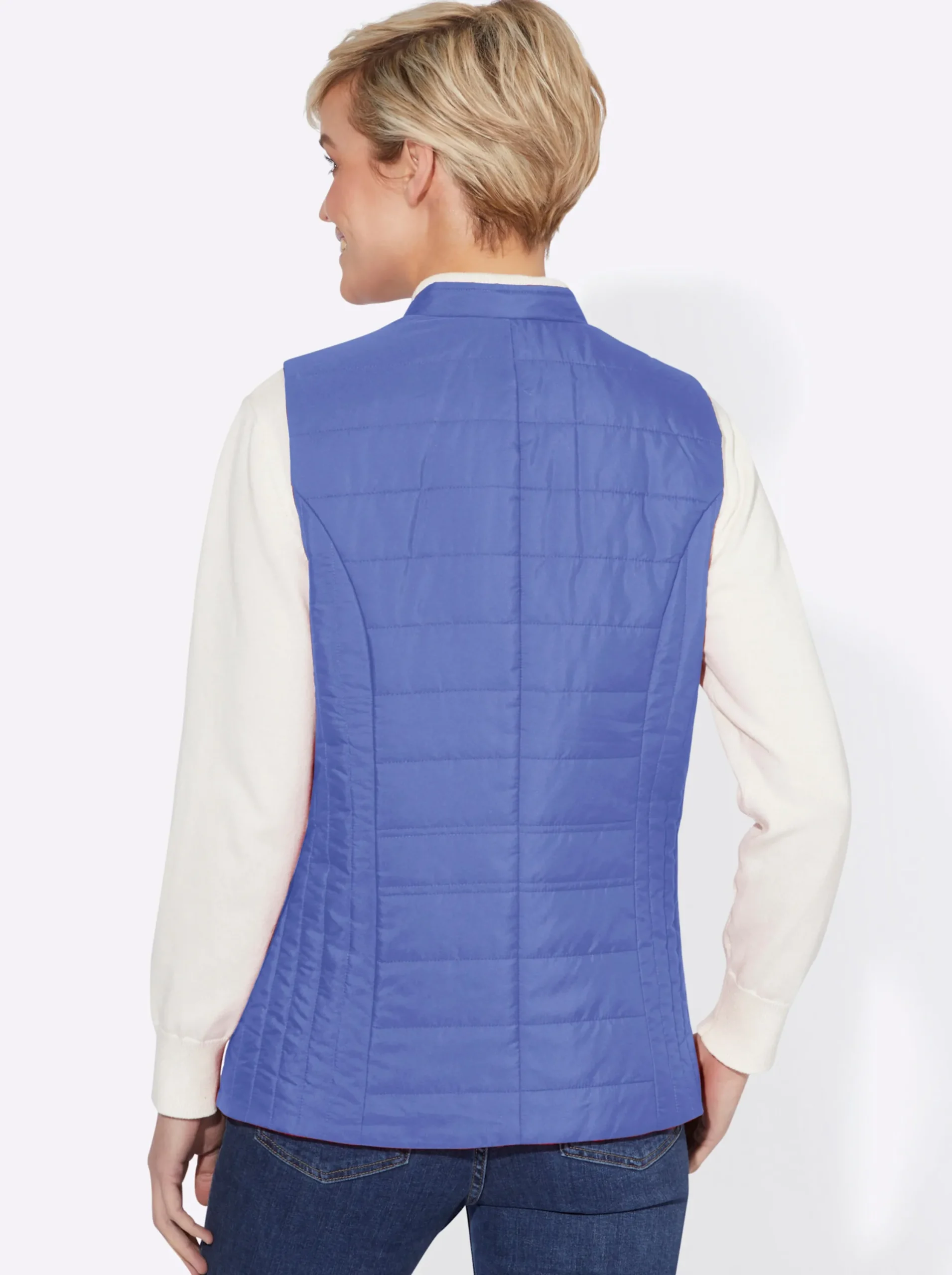 Jacken| Steppweste mit Reißverschluss-Taschen jeansblau