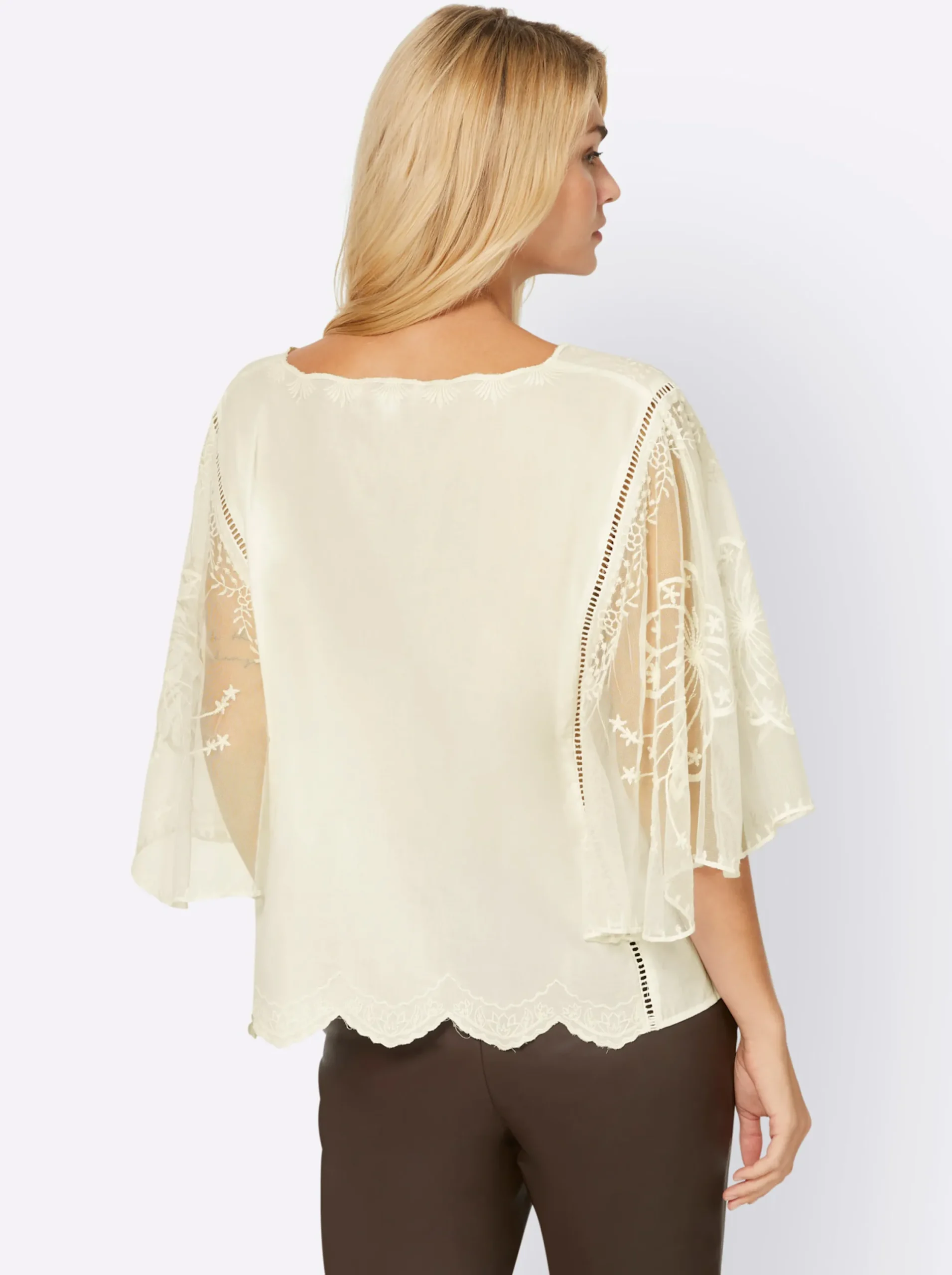 Blusen|heine Stickereibluse champagner