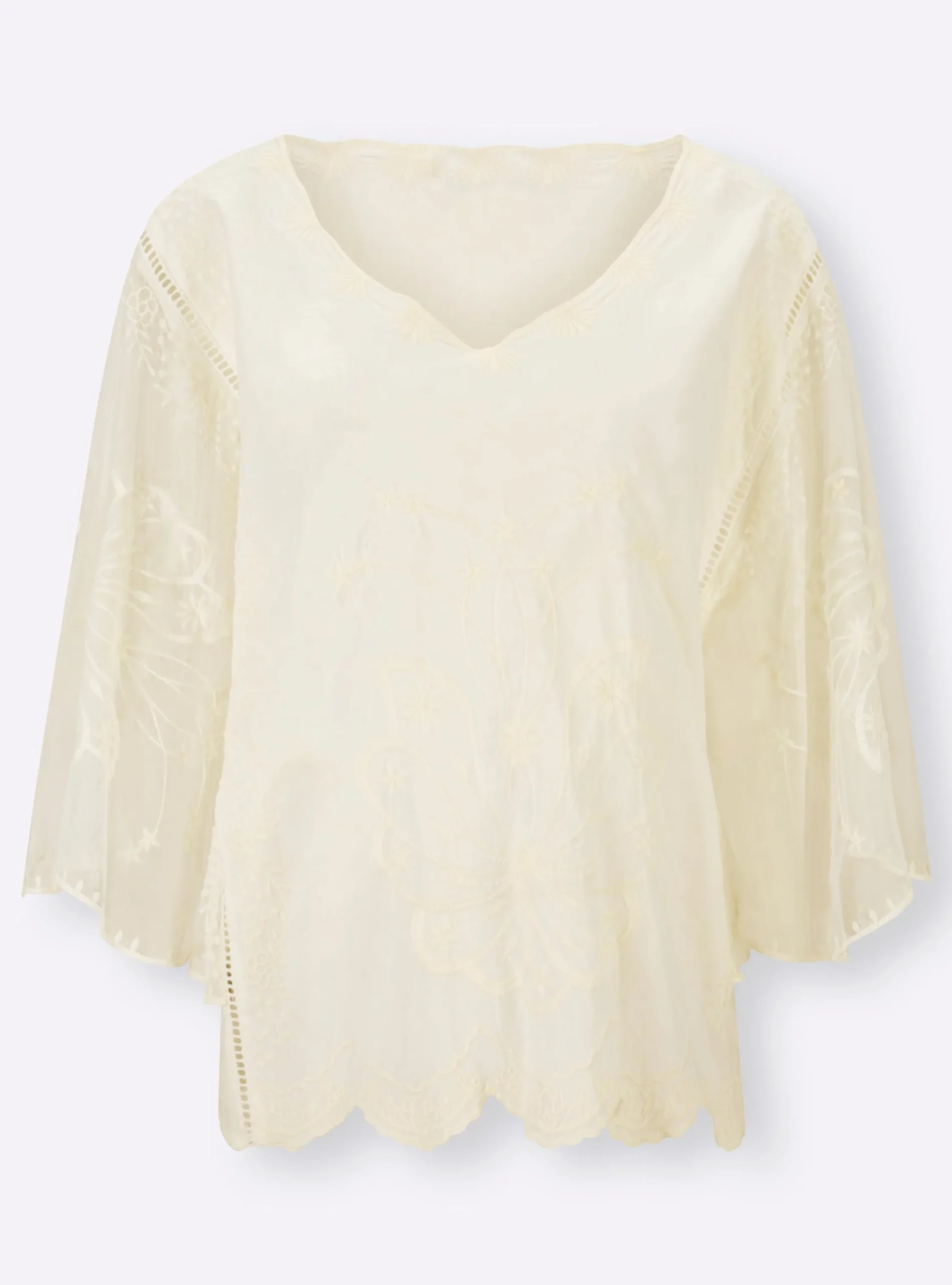 Blusen|heine Stickereibluse champagner