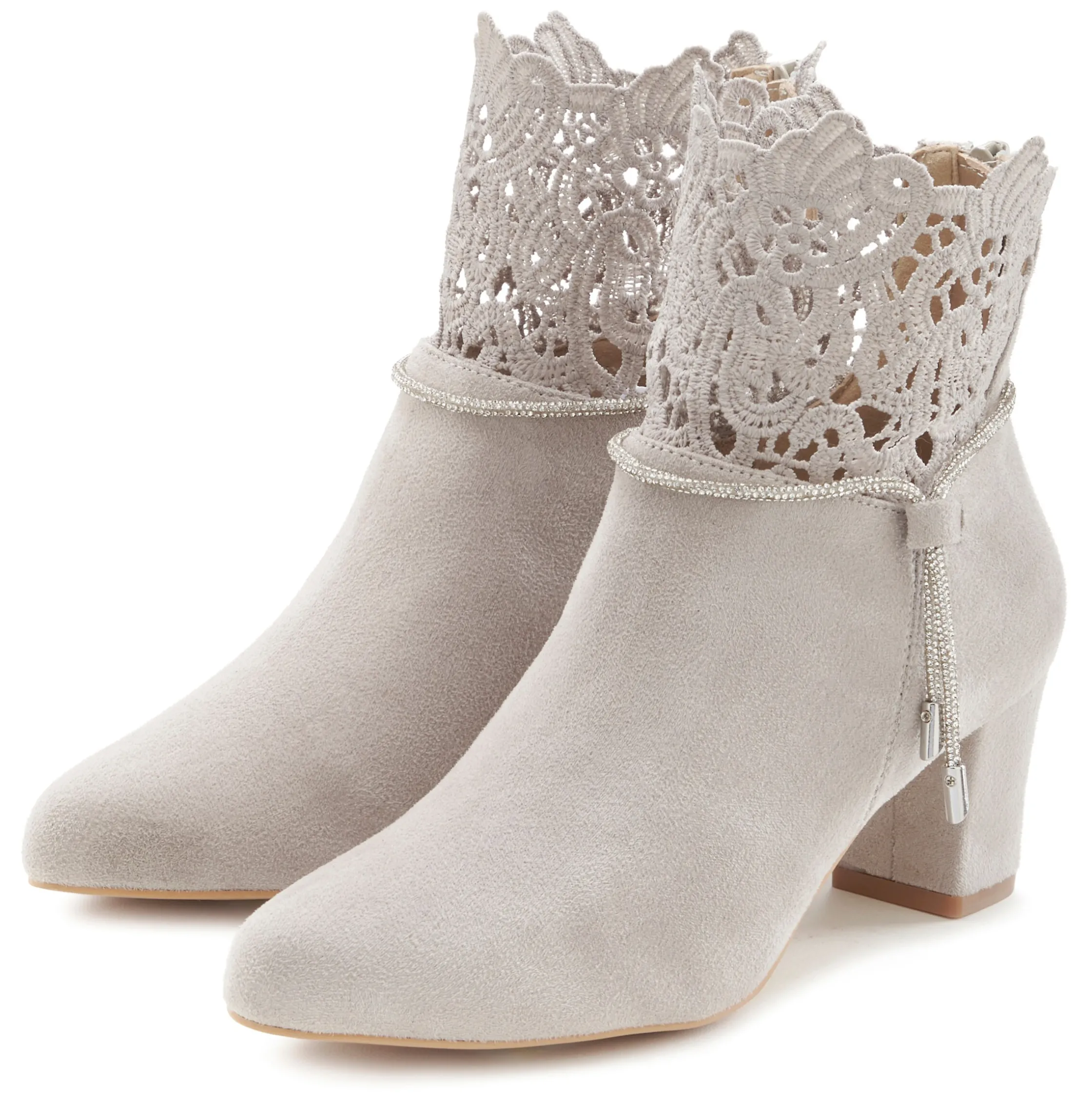 Stiefeletten|Stiefel|LASCANA Stiefelette hellgrau