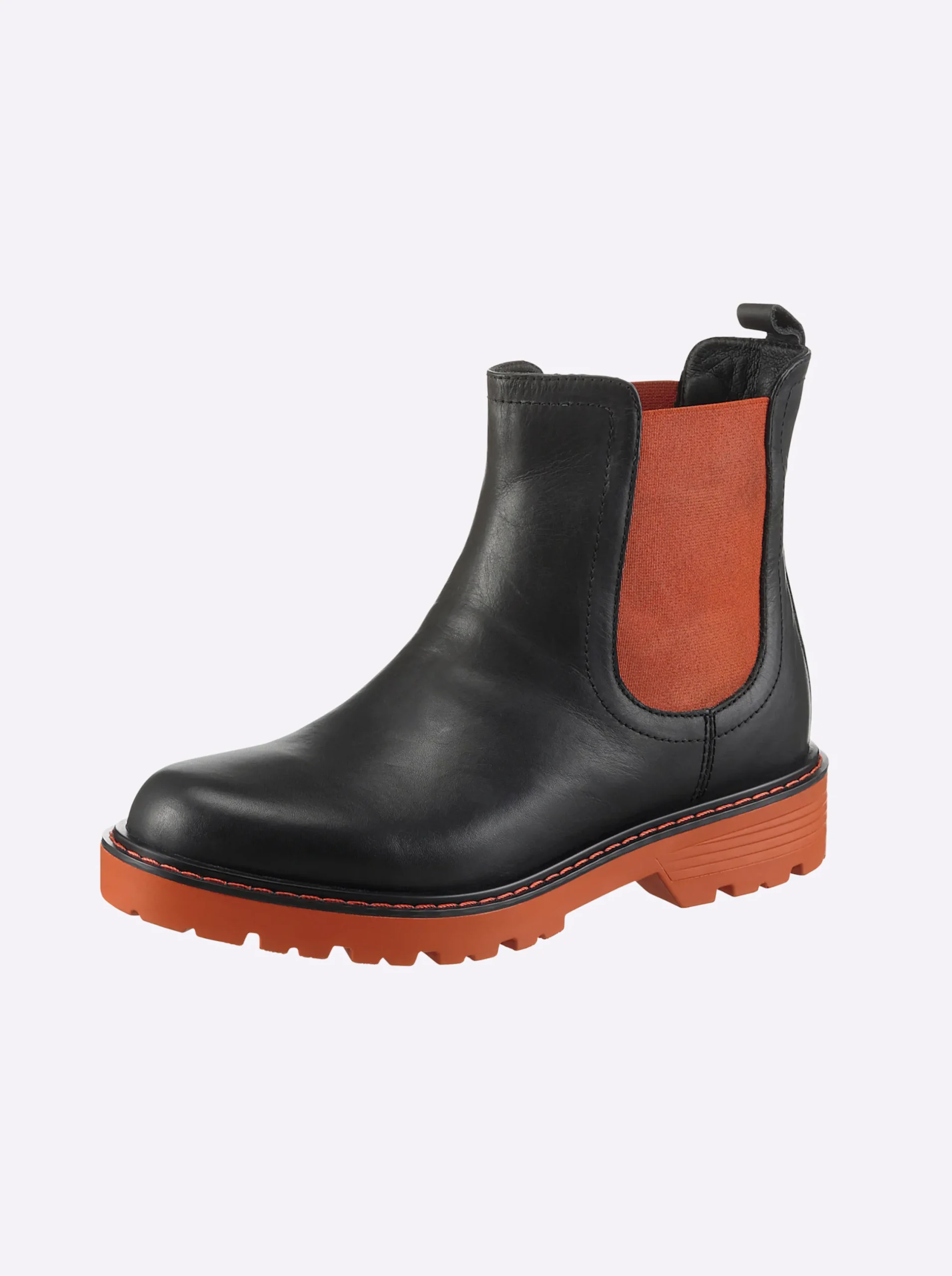 Stiefeletten|Stiefel|heine Stiefelette schwarz-orange