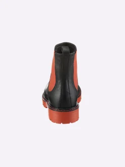 Stiefeletten|Stiefel|heine Stiefelette schwarz-orange