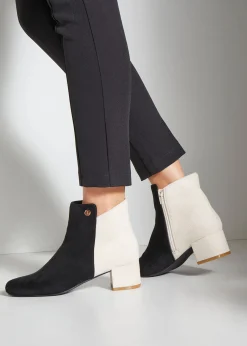 Stiefeletten|Stiefel|LASCANA Stiefelette schwarz/creme