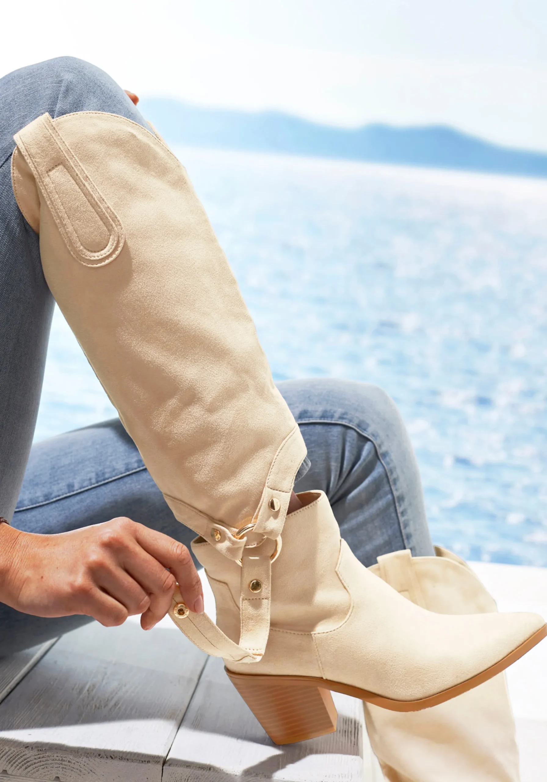 Stiefeletten|Stiefel|LASCANA Stiefelette beige