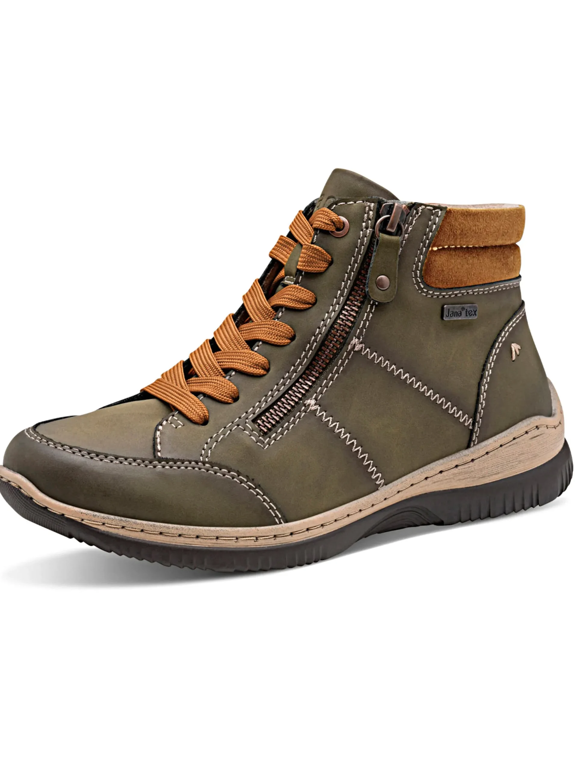Stiefeletten|Stiefel|Jana Stiefelette mit Ziernähten khaki