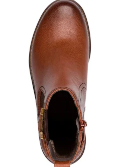 Stiefeletten|Stiefel|Jana Stiefelette mit Zierriegel cognac