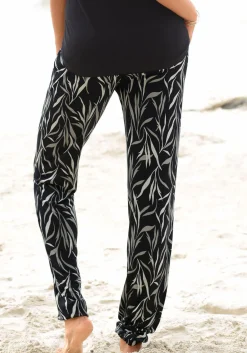 Strandmode|Hosen|Buffalo Strandhose schwarz-grünbedruckt