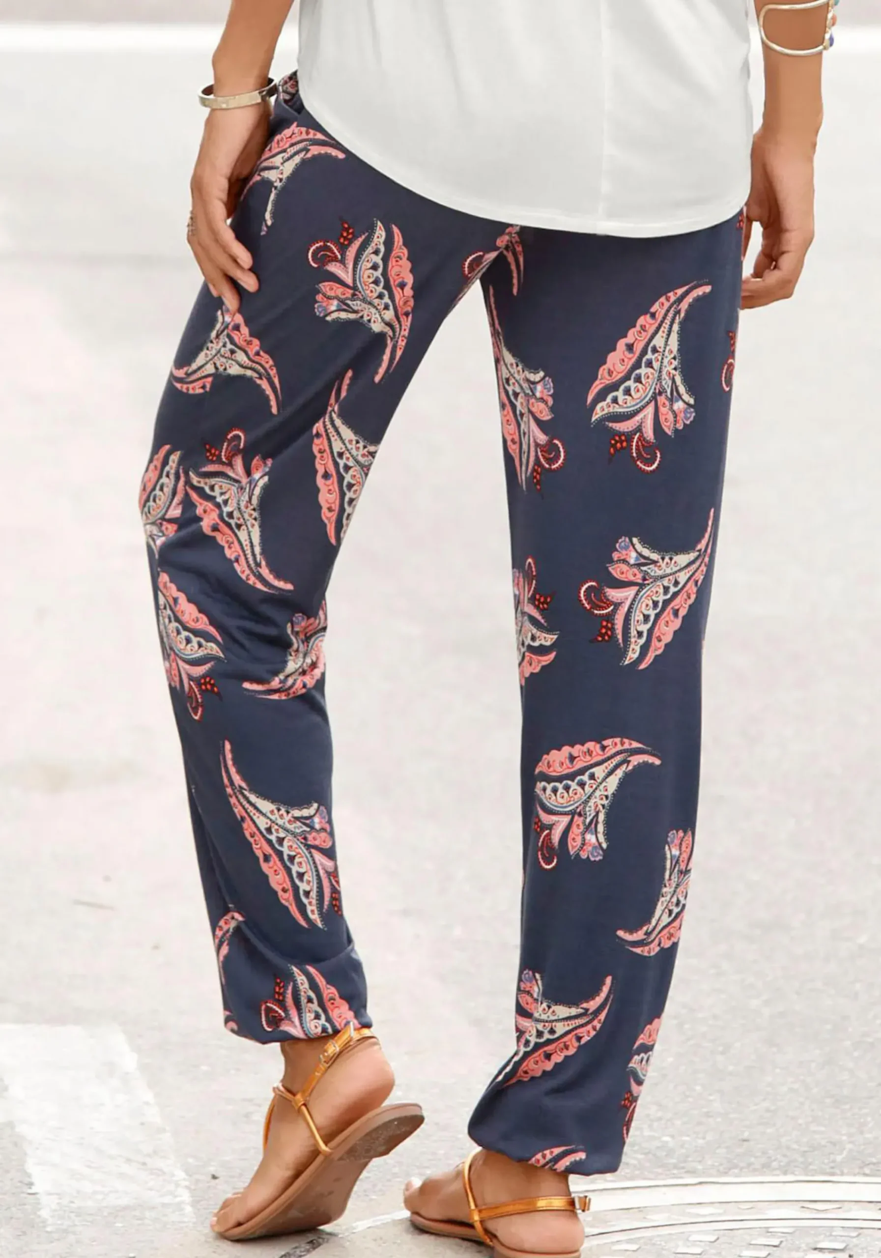 Strandmode|LASCANA Strandhose marine-rosé-bedruckt