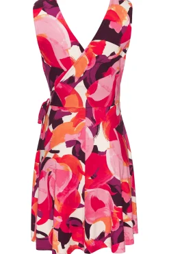 Strandkleider|Kleider|Vivance Strandkleid rot-lilabedruckt
