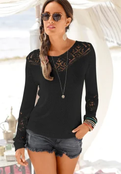 Pullover|LASCANA Strandpullover schwarz