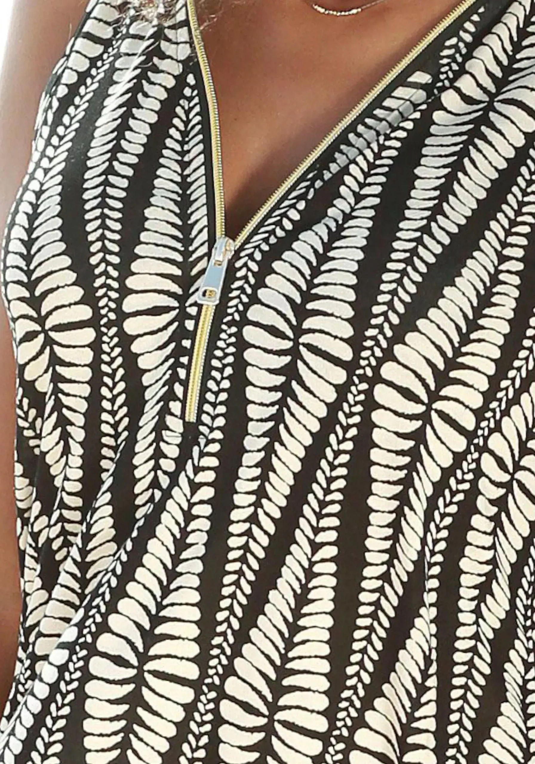 Strandmode|Shirts|LASCANA Strandtop schwarz-sand-bedruckt