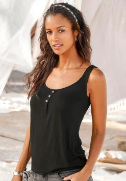 Shirts|LASCANA Strandtop creme,schwarz
