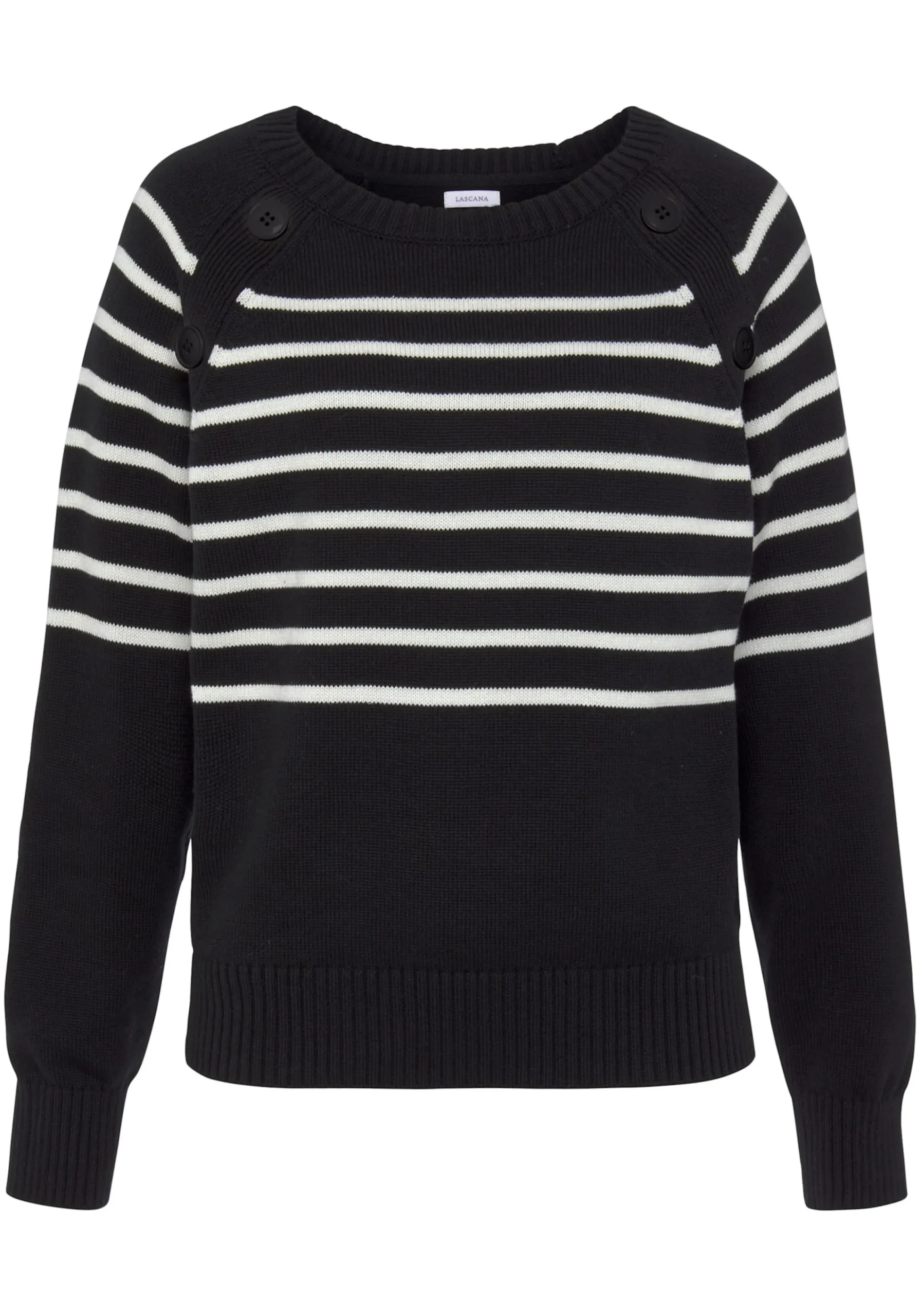 Strandmode|Vivance Streifenpullover schwarz-weiß