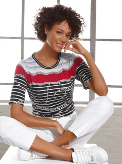 Shirts|CREATION L PREMIUM Streifenshirt marine-rot-geringelt