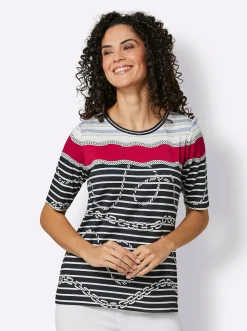 Shirts|CREATION L PREMIUM Streifenshirt marine-rot-geringelt