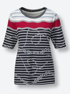 Shirts|CREATION L PREMIUM Streifenshirt marine-rot-geringelt