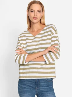 Shirts|heine Streifenshirt sand-weiß-gestreift