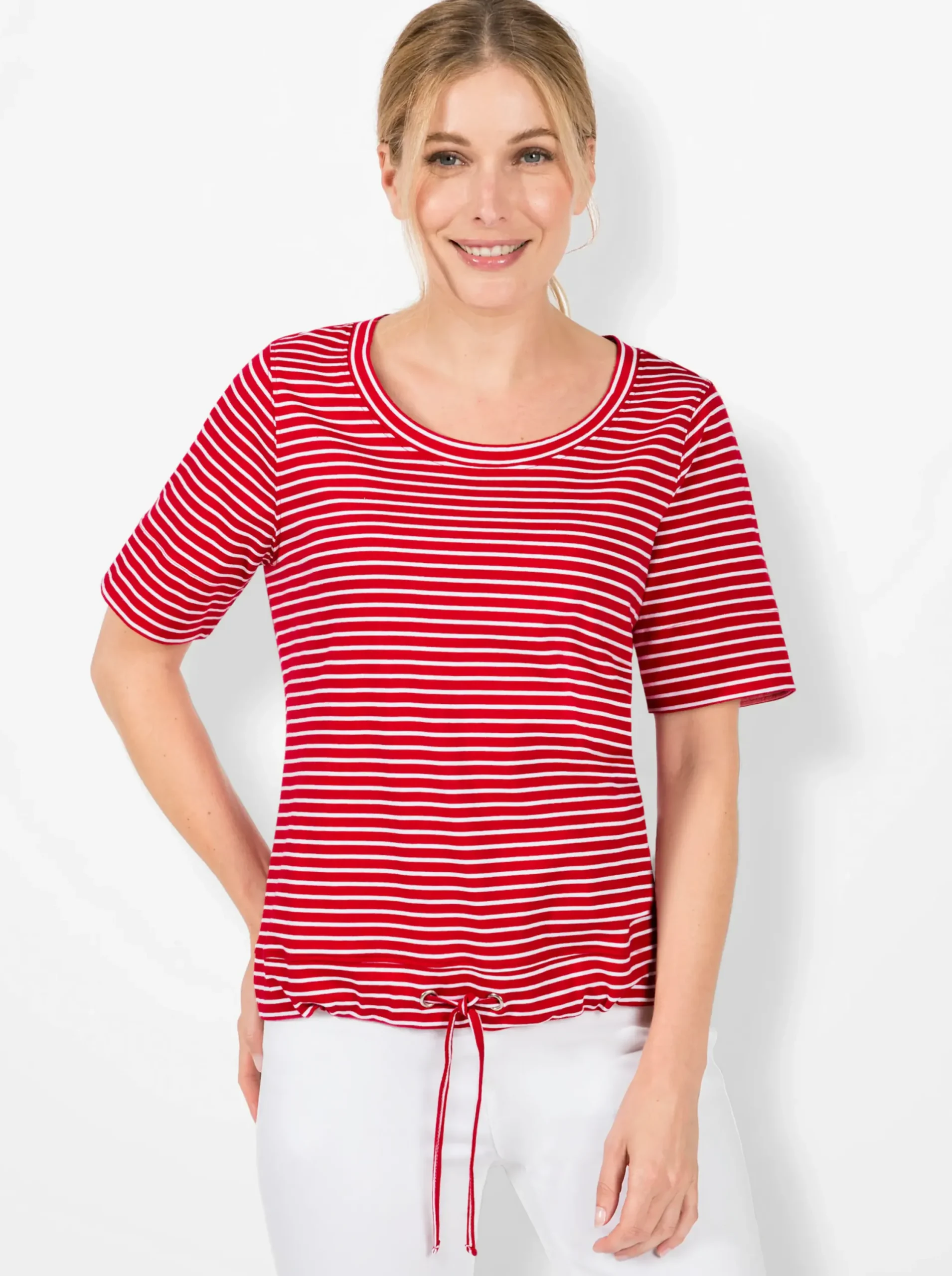Strandmode|Shirts| Streifenshirt rot-gestreift