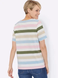 Basics| Streifenshirt in reiner Baumwolle, garngefärbt bunt-geringelt