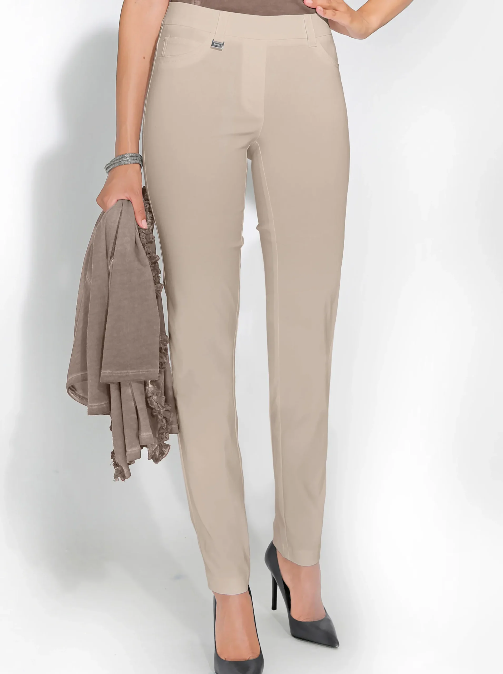 Hosen|Ascari Stretch-Hose in Schlupfform, Bengalin beige