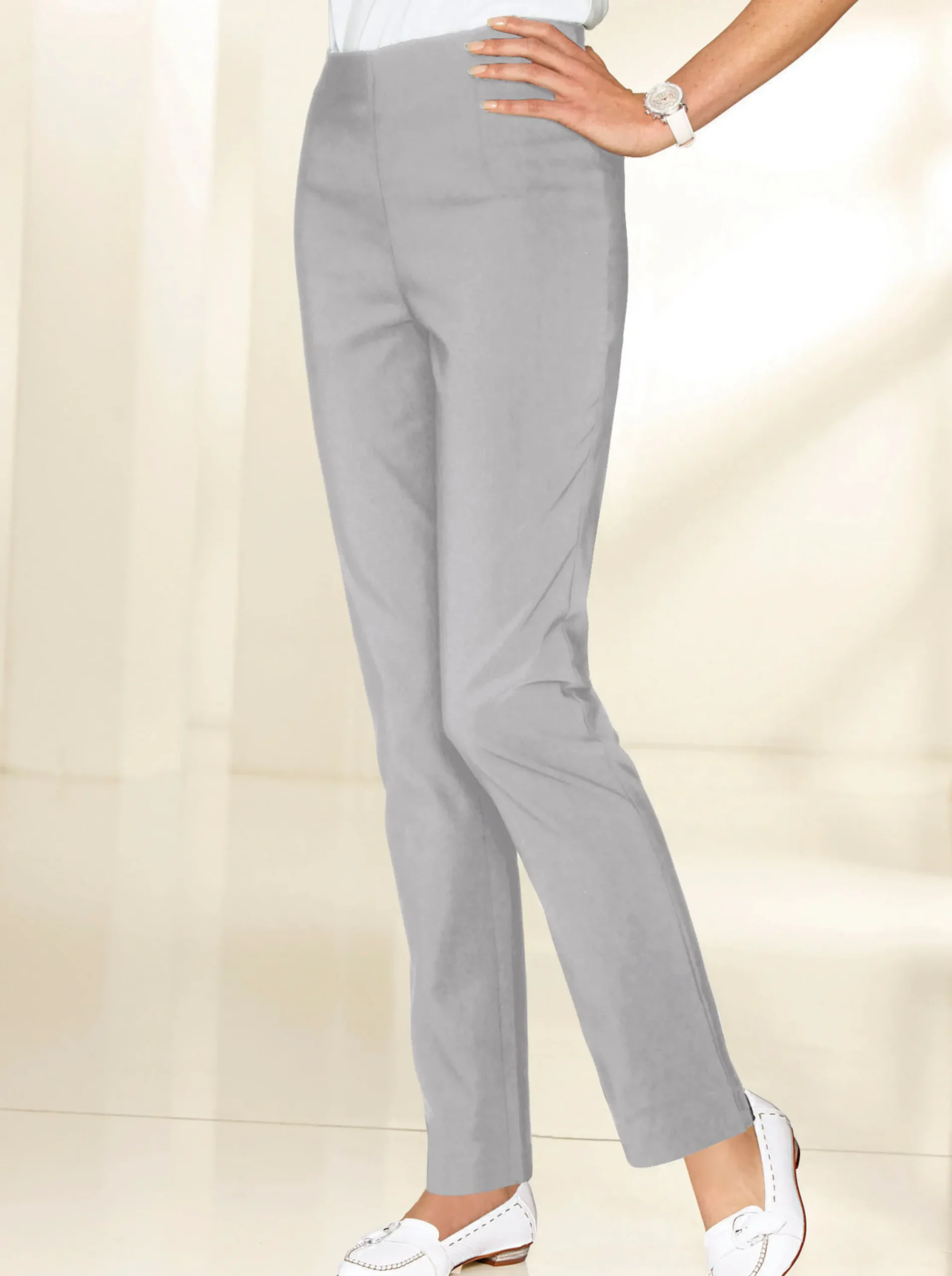 Hosen| Stretch-Hose mit innenliegendem Dehnbund grau