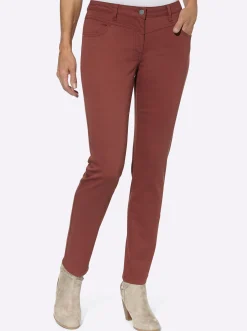 Jeans| Stretch-Hose mit Passformsattel vorne und hinten rotbraun