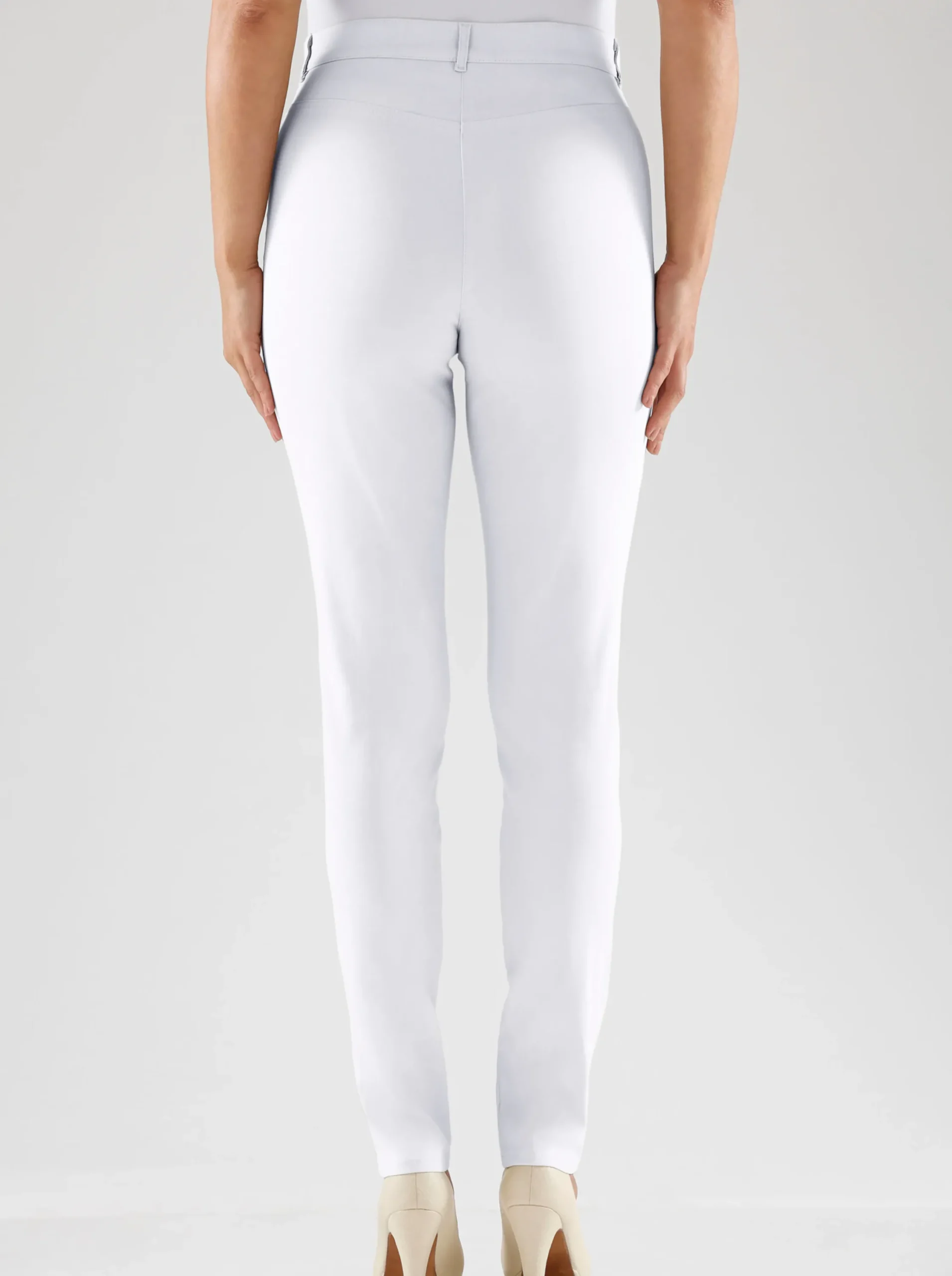 Hosen|Stehmann Comfort line Stretch-Hose mit Zier-Taschen vorne weiß