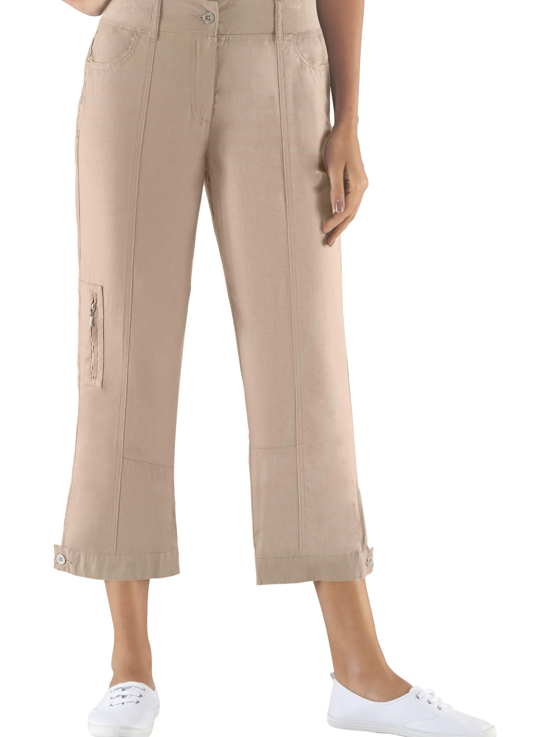 Hosen| Stretch-Hose mit Zipper am Beinabschluss stein