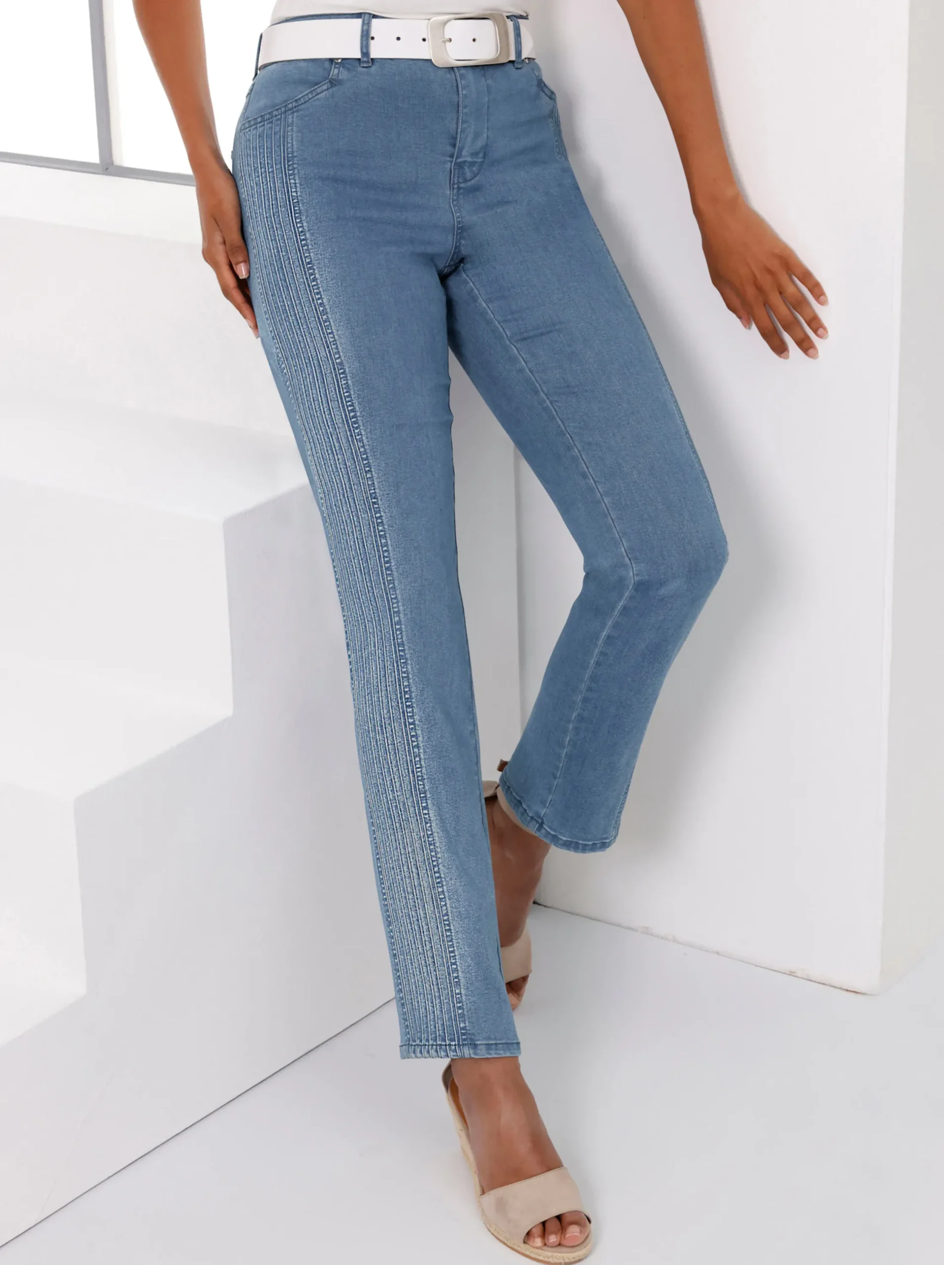 Jeans|CREATION L PREMIUM Stretch-Jeans blue-bleached