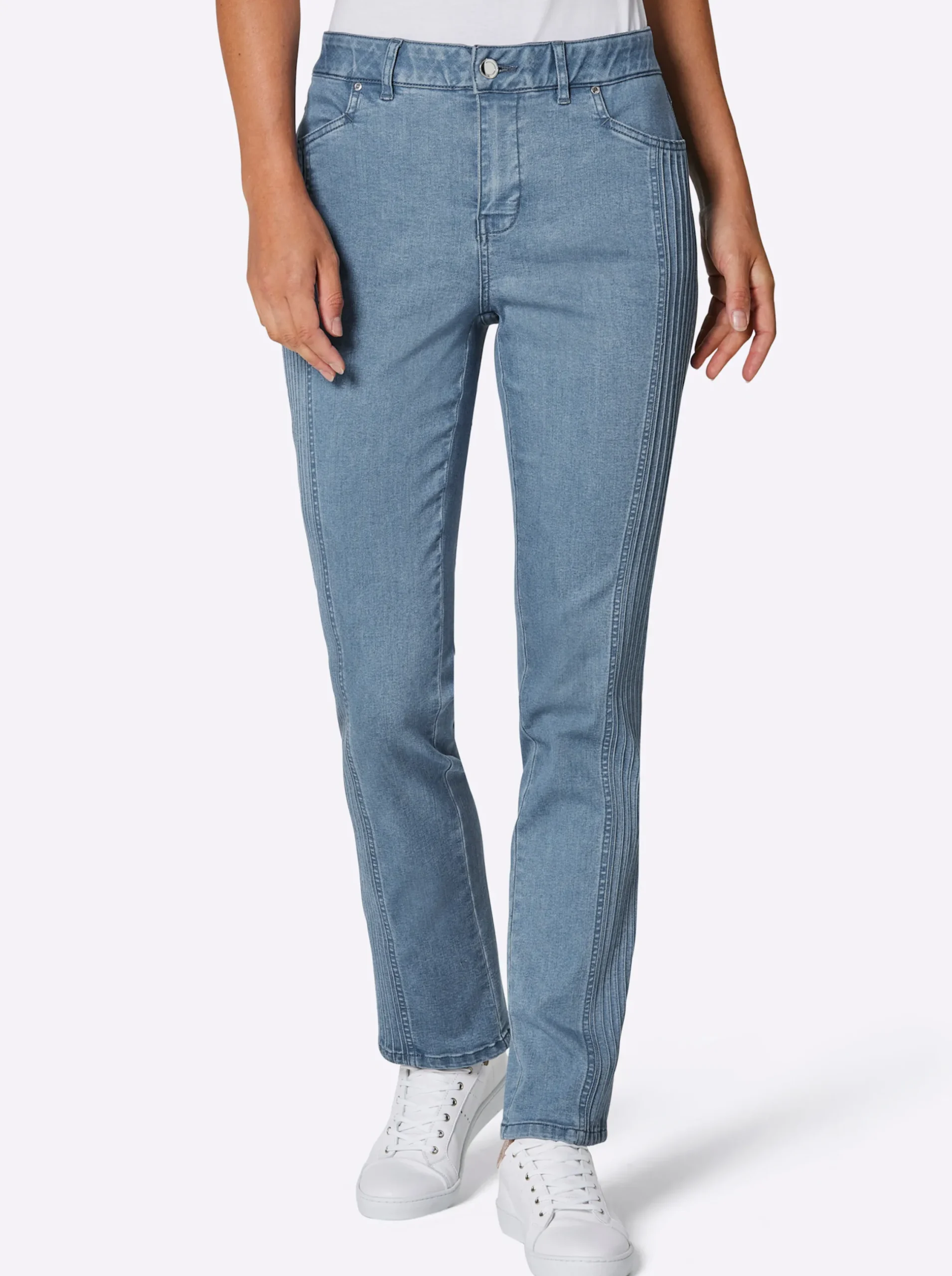 Jeans|CREATION L PREMIUM Stretch-Jeans blue-bleached