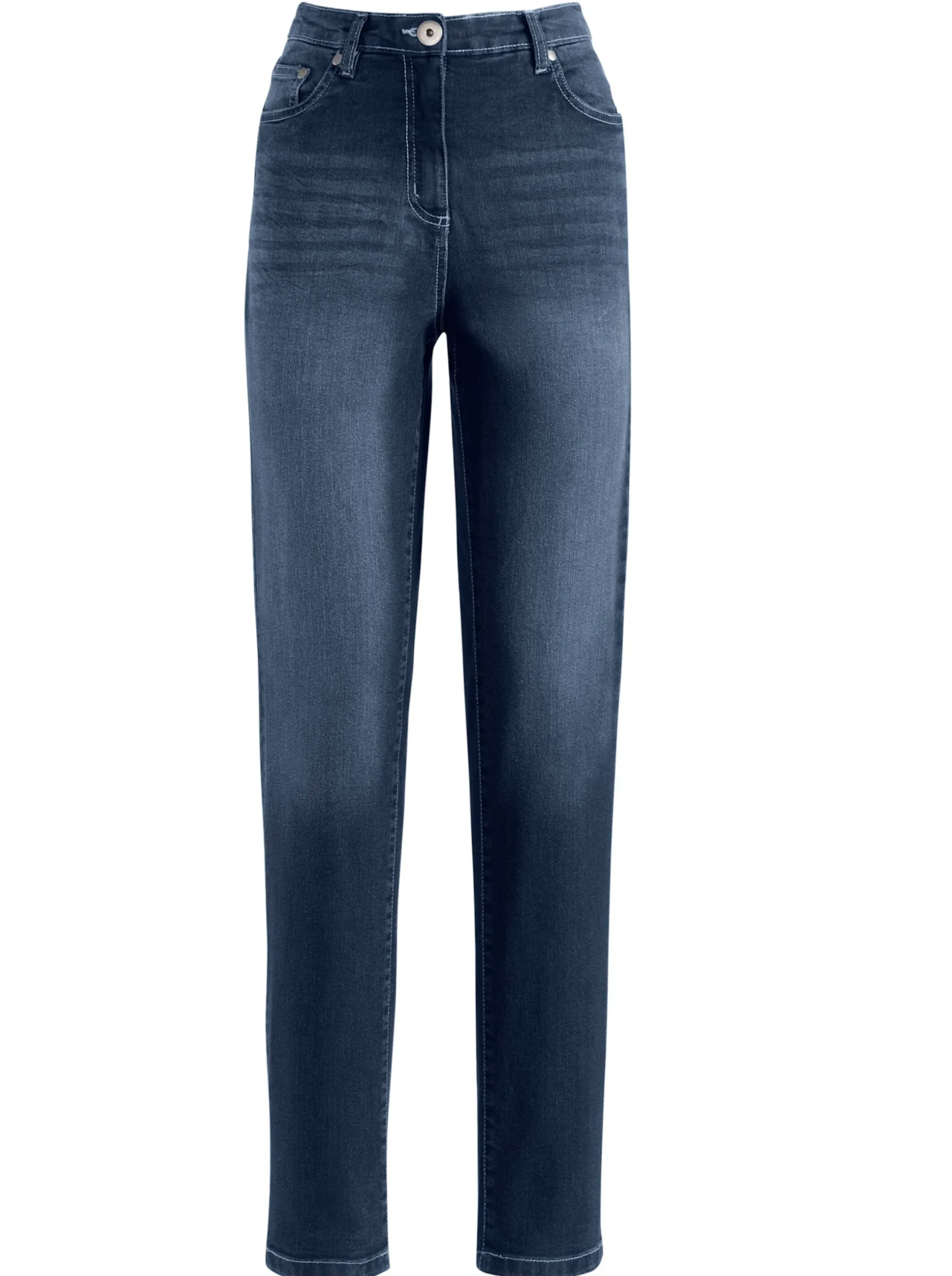 Basics| Stretch-Jeans in Used-Optik darkblue