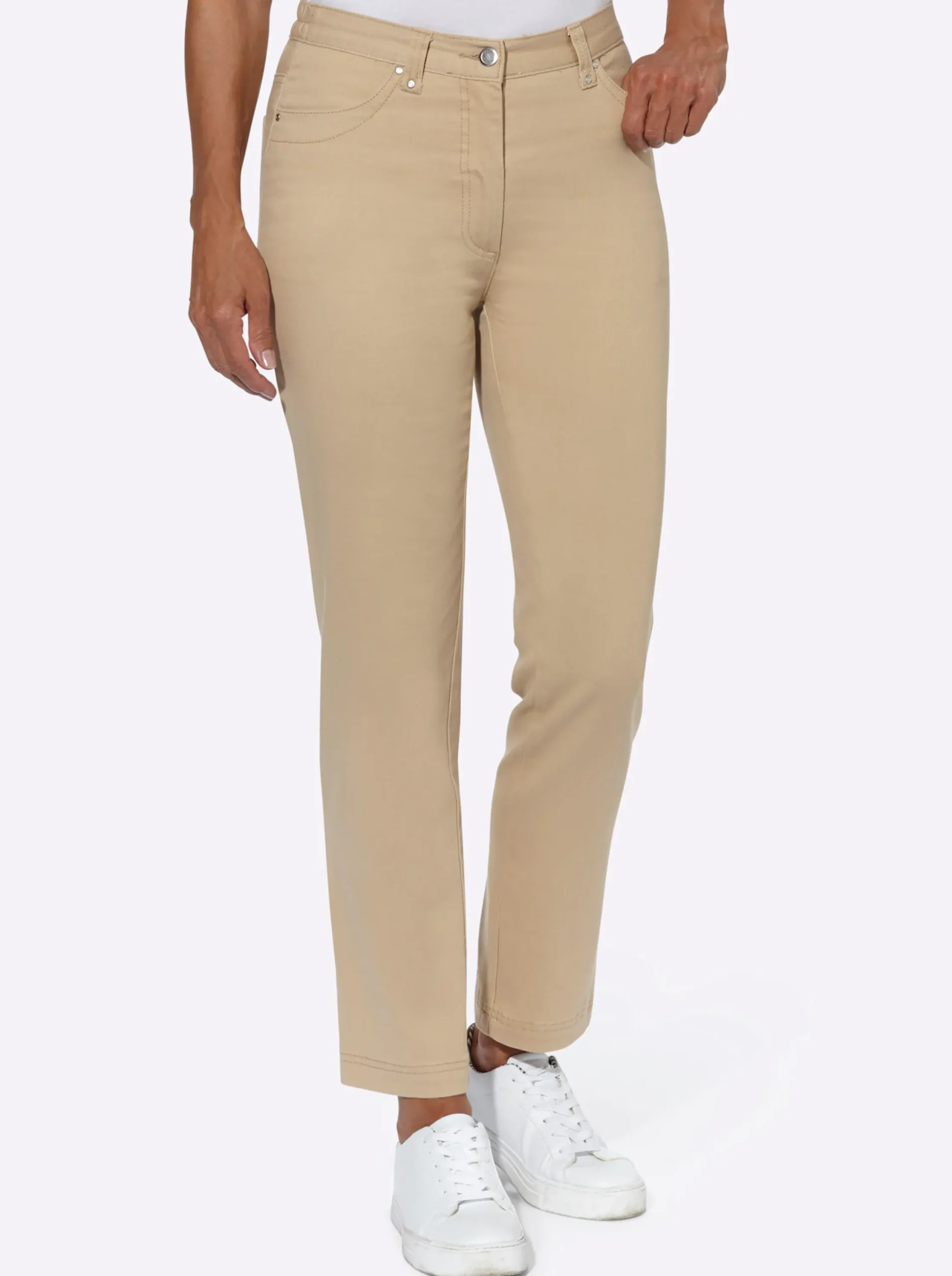 Jeans| Stretch-Jeans mit Glitzersteinchen hinten sand