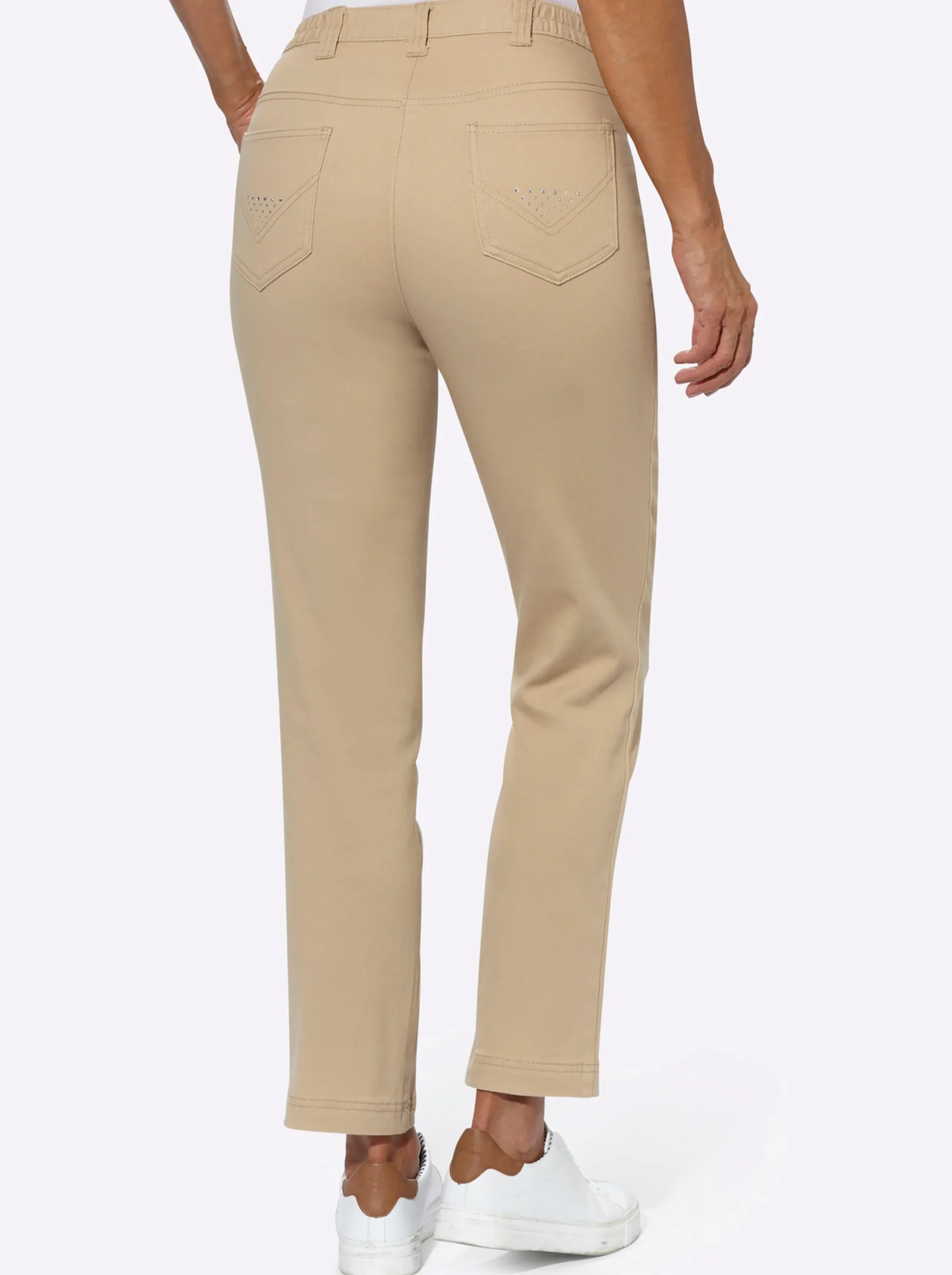 Jeans| Stretch-Jeans mit Glitzersteinchen hinten sand