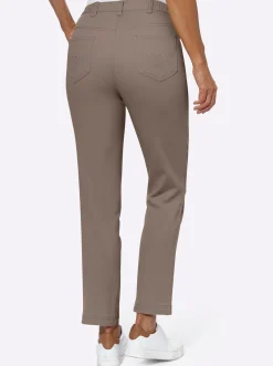 Jeans| Stretch-Jeans mit Glitzersteinchen hinten taupe