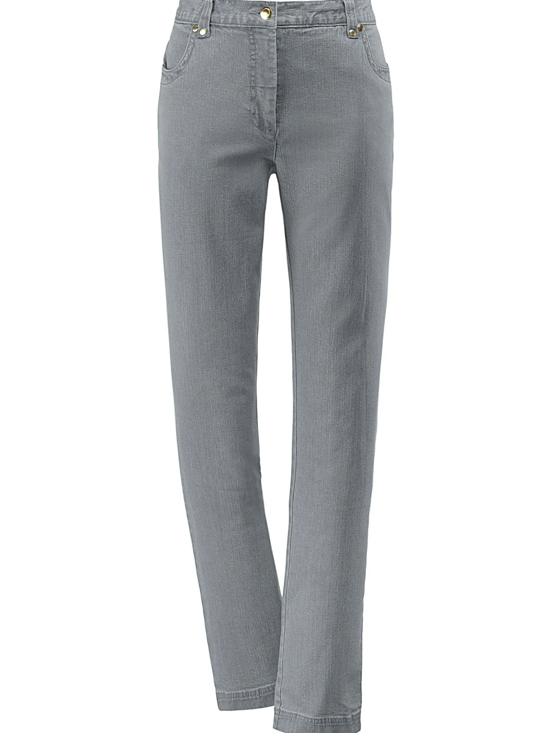 Jeans| Stretch-Jeans mit Glitzersteinchen hinten grau