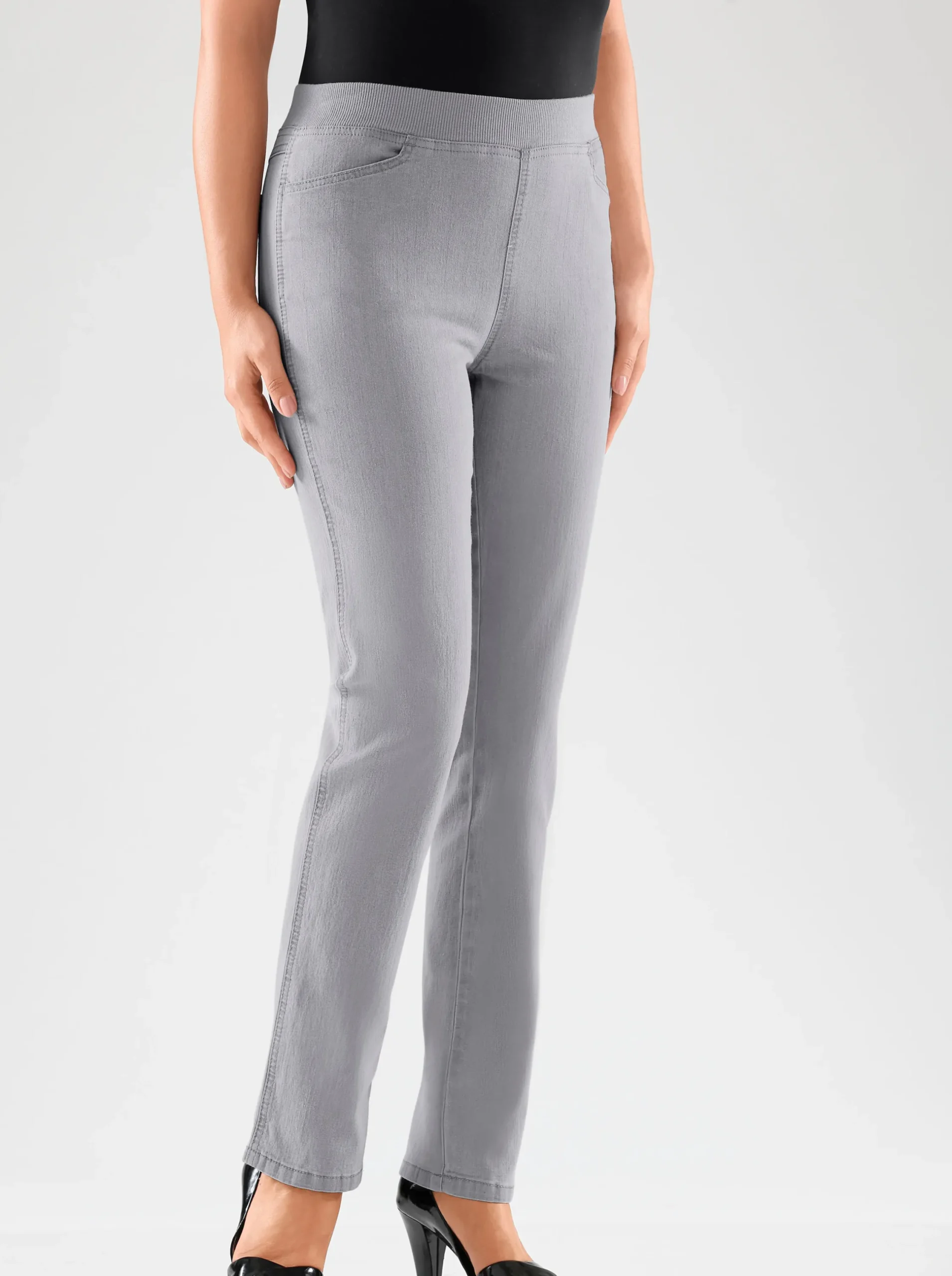 Jeans| Stretch-Jeans mit Rundum-Dehnbund grey-denim