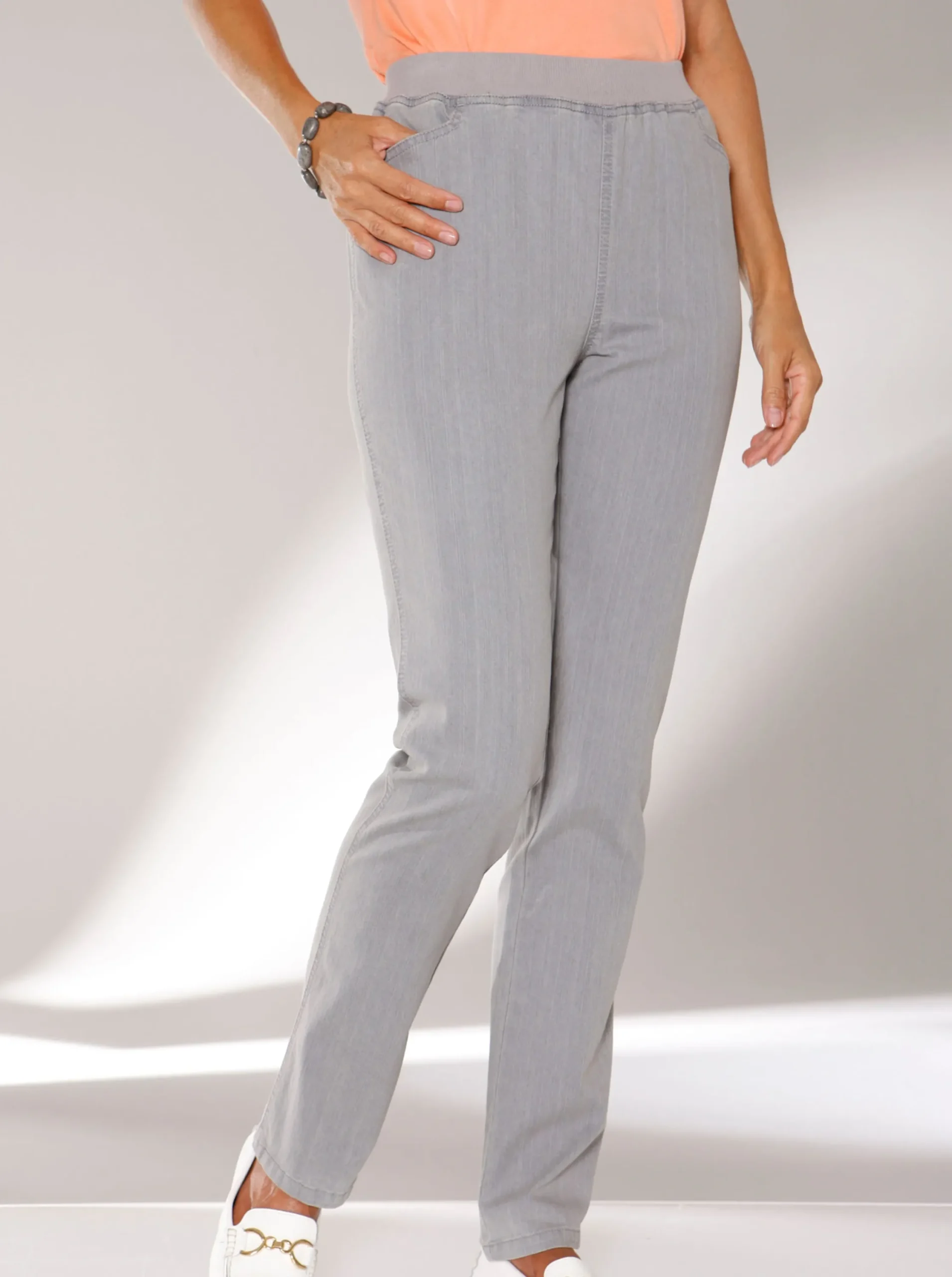 Jeans| Stretch-Jeans mit Rundum-Dehnbund grey-denim