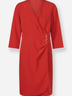 Abendkleider|heine Stretchkleid in Wickel-Optik rot