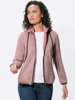 Jacken| Strickfleecejacke mit seitlichen Strick-Einsätzen rosenholz-meliert