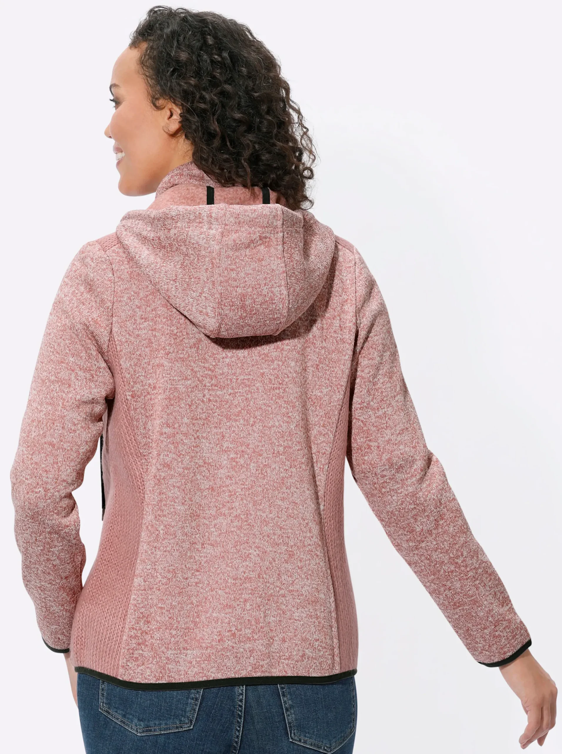 Jacken| Strickfleecejacke mit seitlichen Strick-Einsätzen rosenholz-meliert