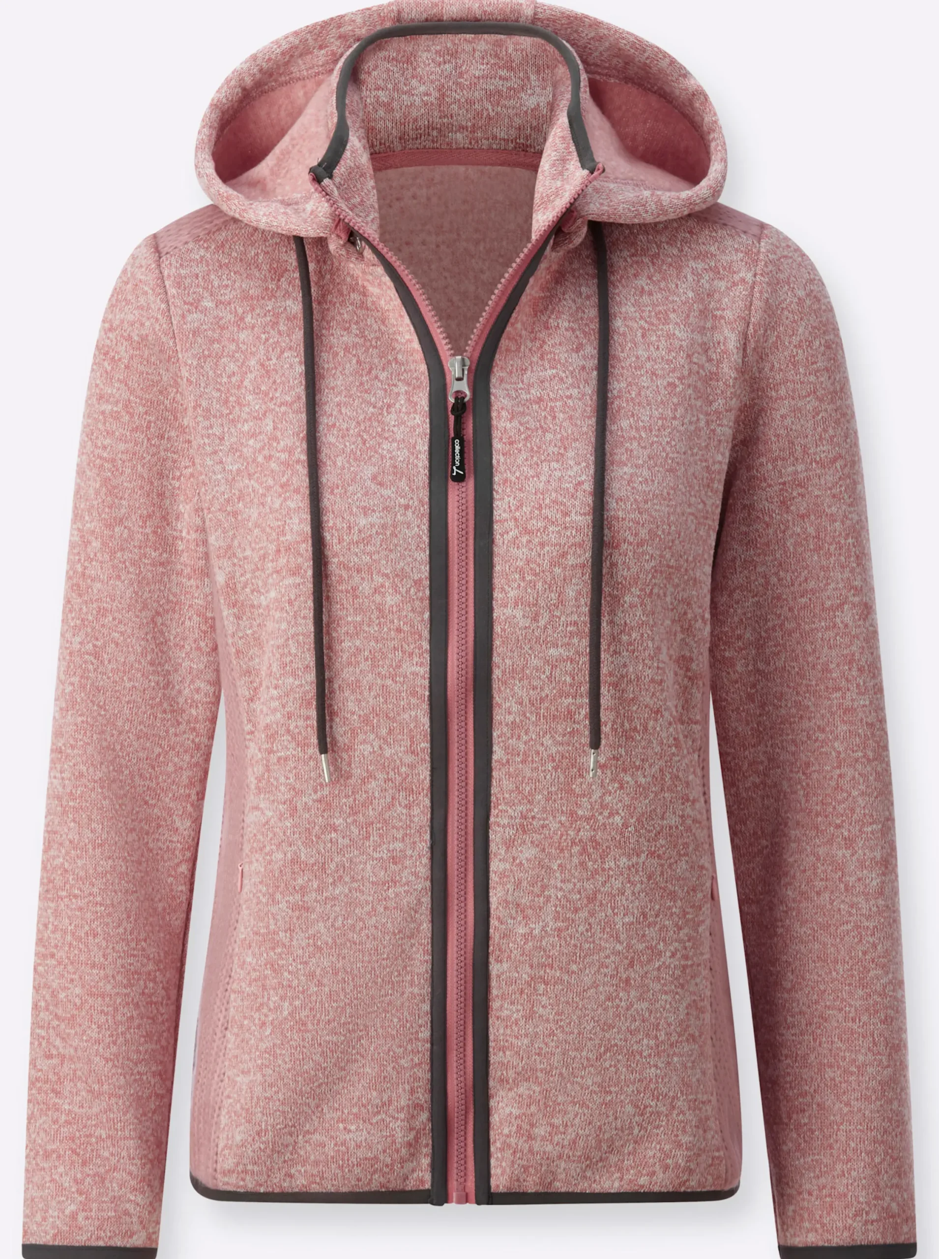 Jacken| Strickfleecejacke mit seitlichen Strick-Einsätzen rosenholz-meliert
