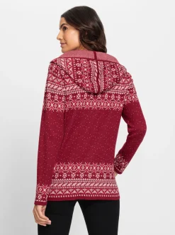 Strickjacken| Strickjacke kirsche-ecru-gemustert